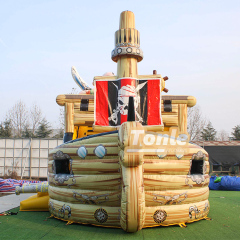 Vendor sells pirate ship themed inflatable slides