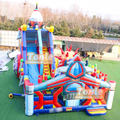 Customized large commercial spaceship theme inflatable fun city