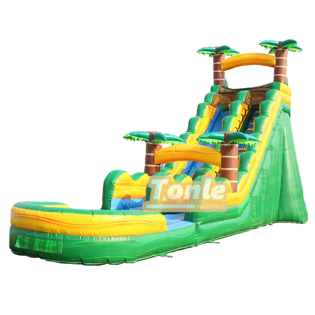 25ft Tropical Palm Tree Theme Inflatable Water Slide For Sale