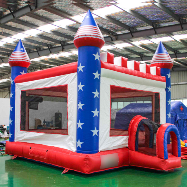 American flag star theme bouncy castle