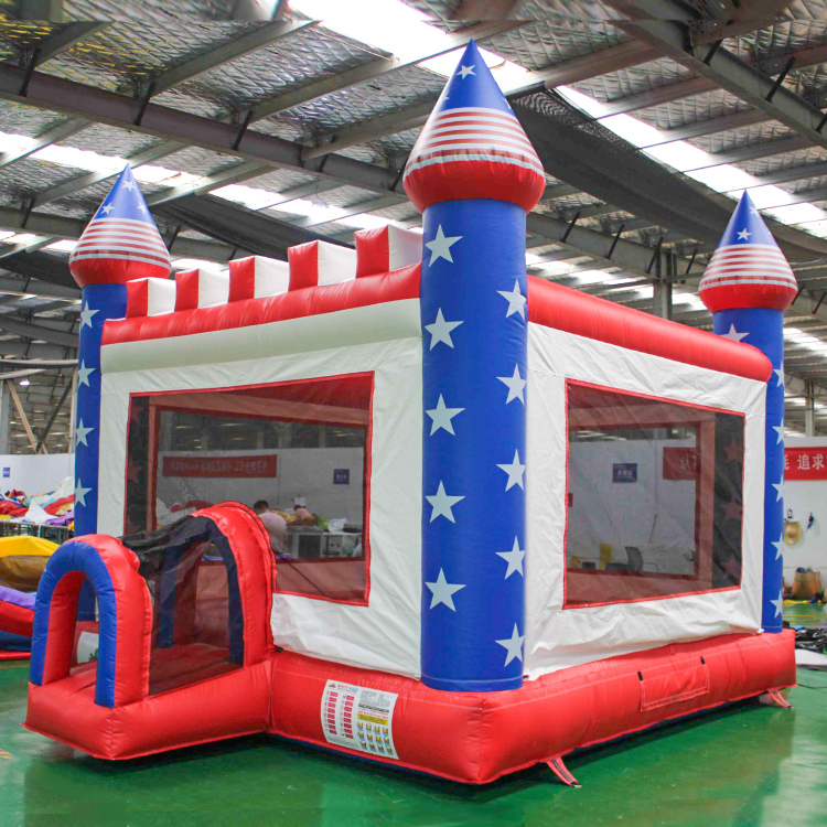 American flag star theme bouncy castle