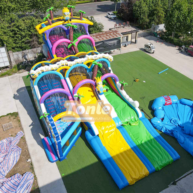 Wet and dry Minion inflatable water slide