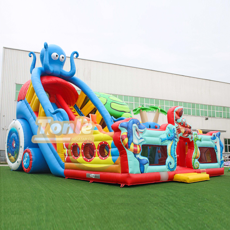 Sea animal octopus theme inflatable slide fun city