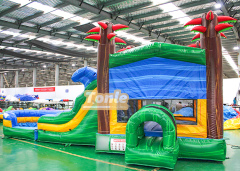 Tropical tree inflatable bouncer water slide combo