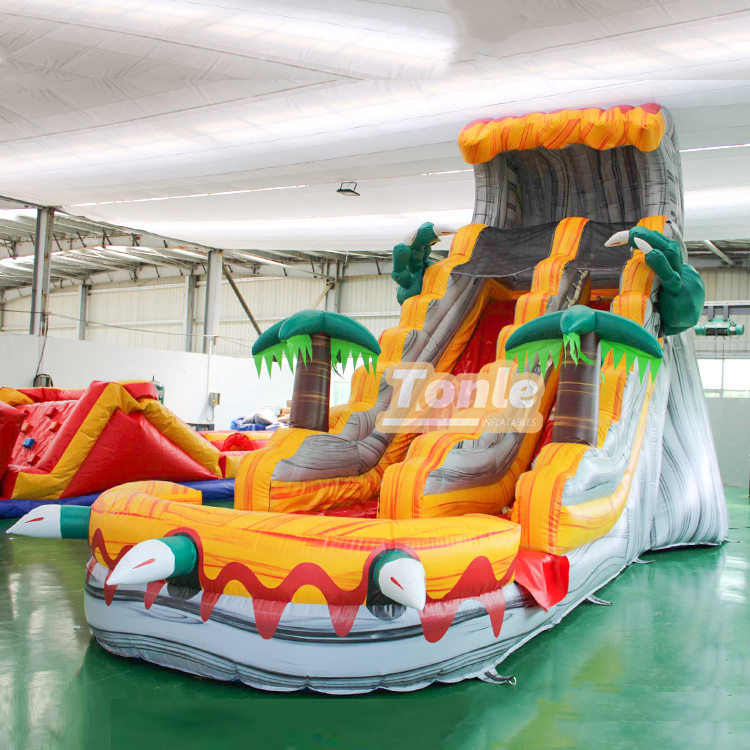 T-Rex Dinosaur Commercial Grade Tropical Inflatable Water Slide