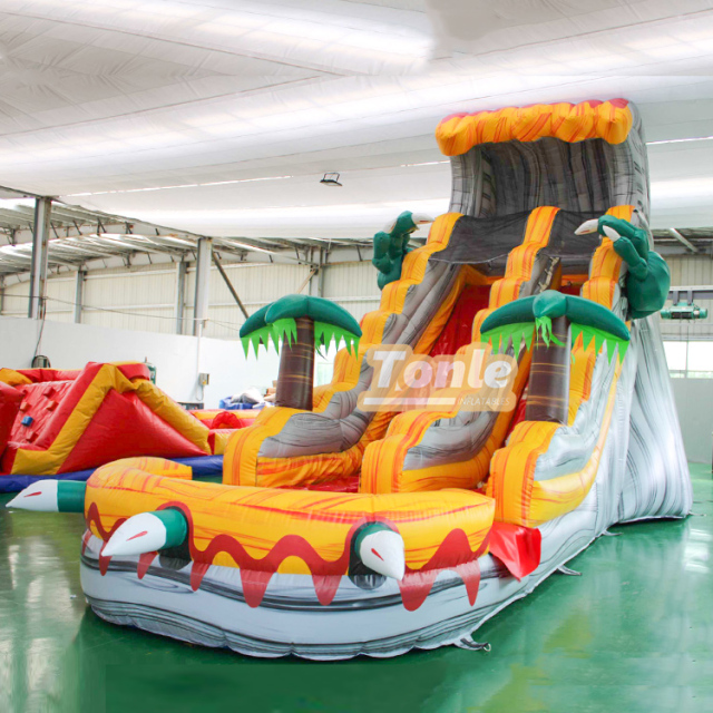 T-Rex Dinosaur Commercial Grade Tropical Inflatable Water Slide