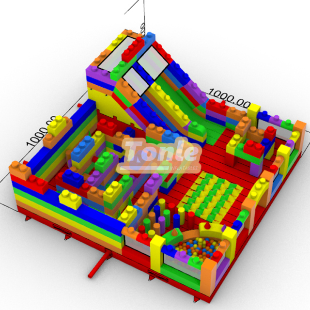 Building block theme inflatable kids playground fun city