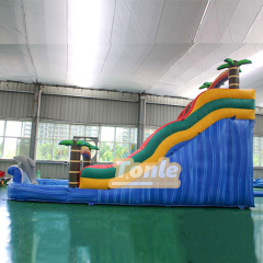 18FT Dolphin Tropical Tree Inflatable Water Slide