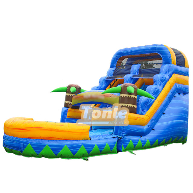 13ft Palm tree marble water inflatable slide
