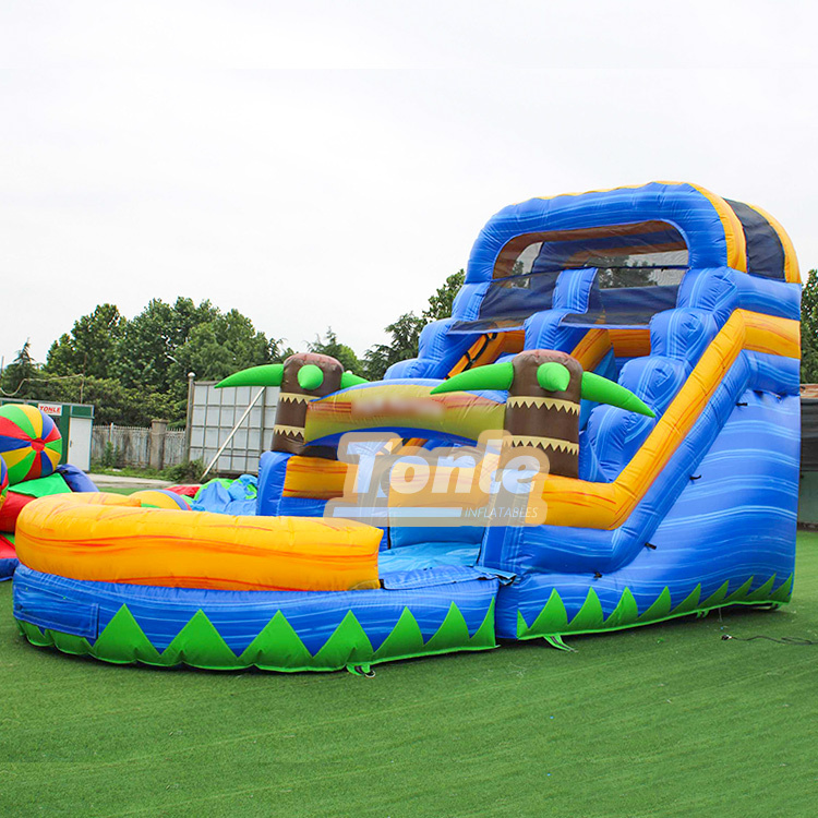 13ft Palm tree marble water inflatable slide