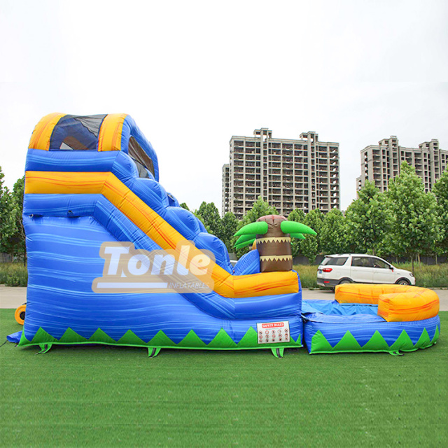 13ft Palm tree marble water inflatable slide