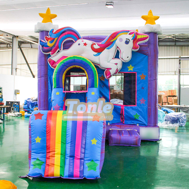 Unicorn inflatable jumper slide combo