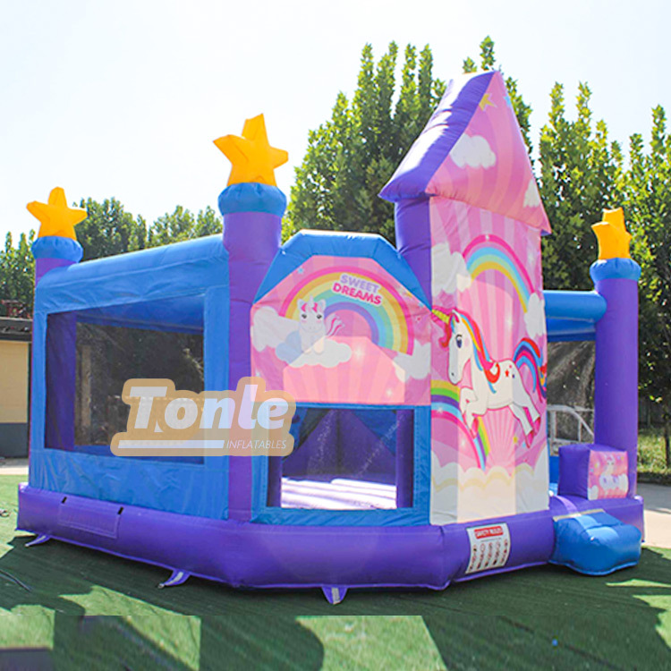 Unicorn inflatable jumper bounce house slide combo