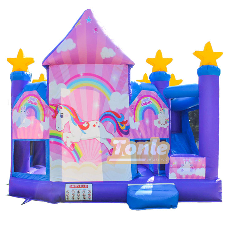 Unicorn inflatable jumper bounce house slide combo