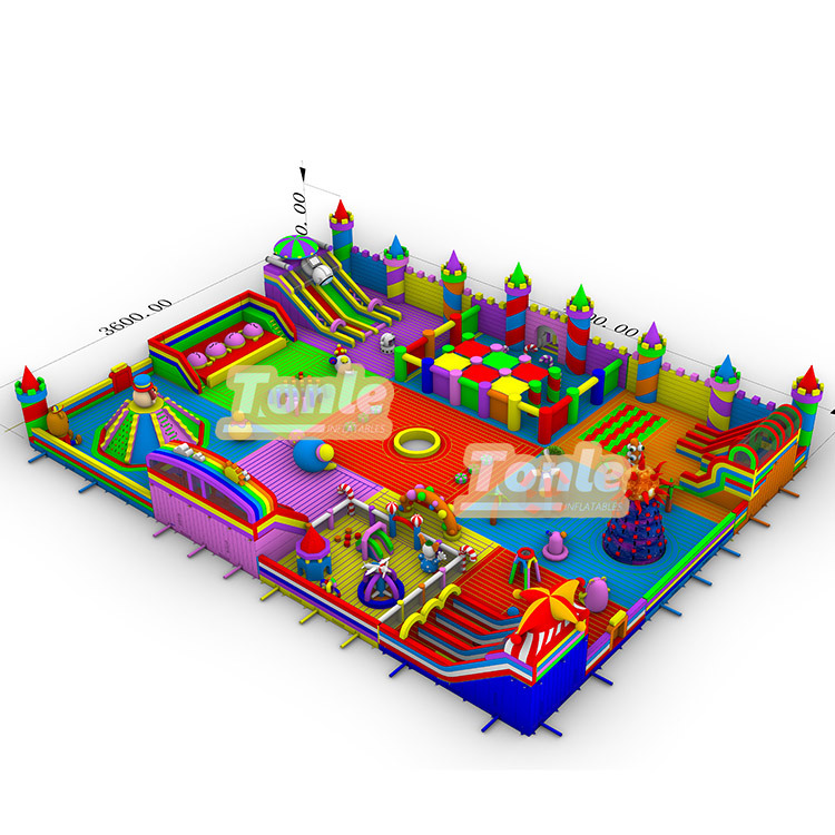 160ft outdoor inflatable trampoline park
