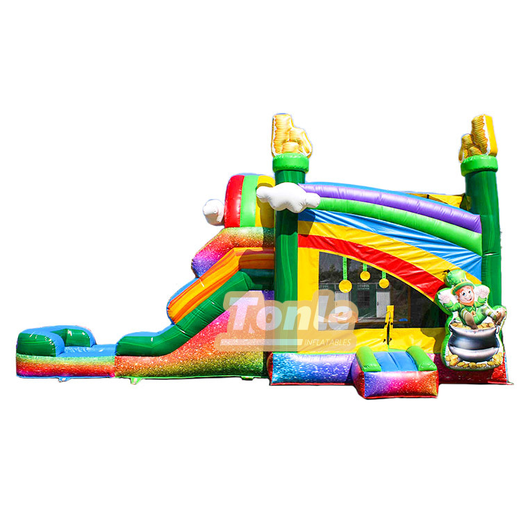 St. Patrick’s themed inflatable bounce house with water slide