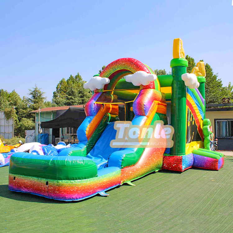 St. Patrick’s themed inflatable bounce house with water slide
