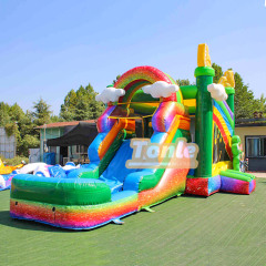 St. Patrick’s themed inflatable bounce house with water slide