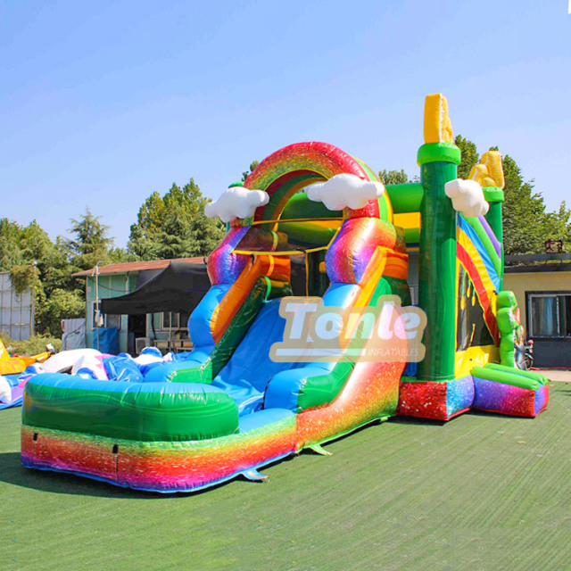 St. Patrick’s themed inflatable bounce house with water slide