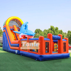 Shark theme wet and dry inflatable slide