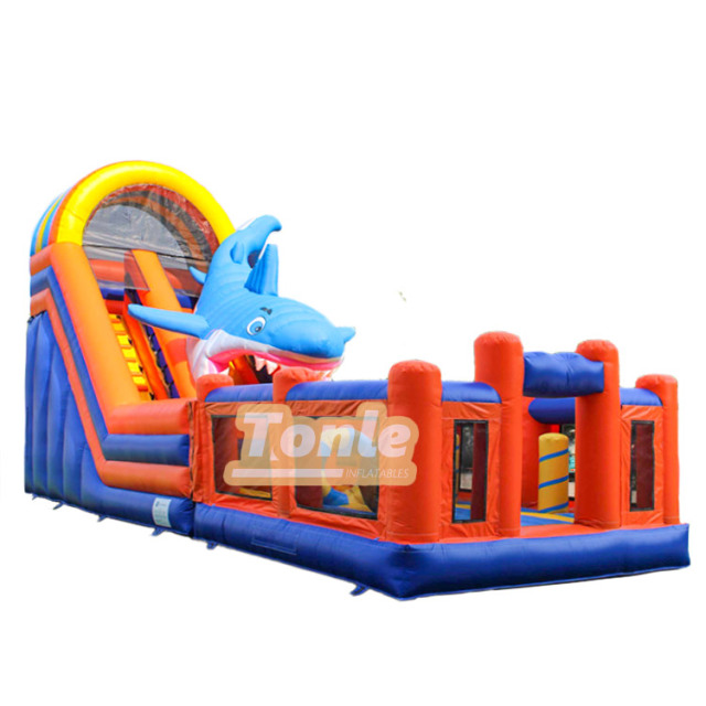 Shark theme wet and dry inflatable slide
