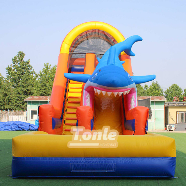 Shark theme wet and dry inflatable slide