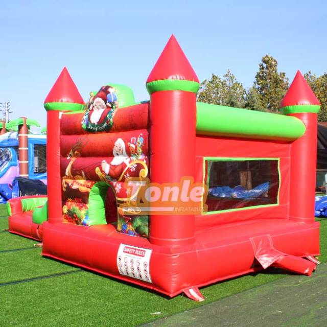 Christmas sleigh inflatable jumper slide combo