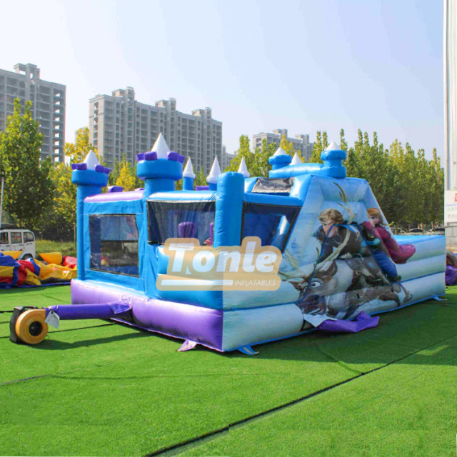Frozen inflatable bouncing slide combo