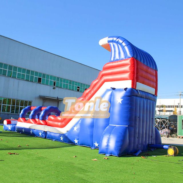 20ft American Stars Stripes Slide with Slip N Slide and Splash Pool