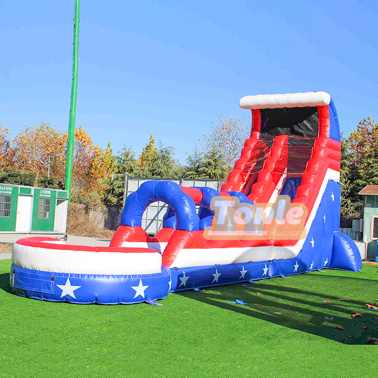 20ft American Stars Stripes Slide with Slip N Slide and Splash Pool