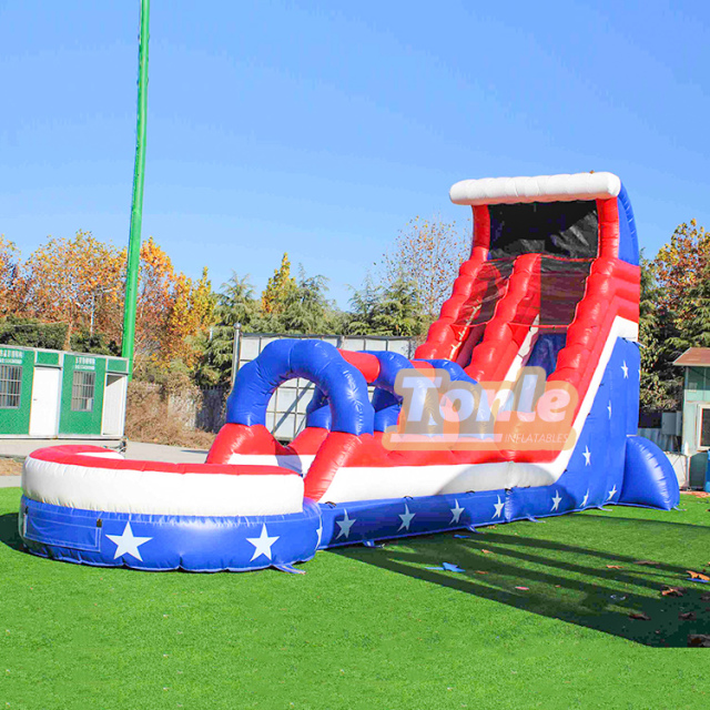 20ft American Stars Stripes Slide with Slip N Slide and Splash Pool