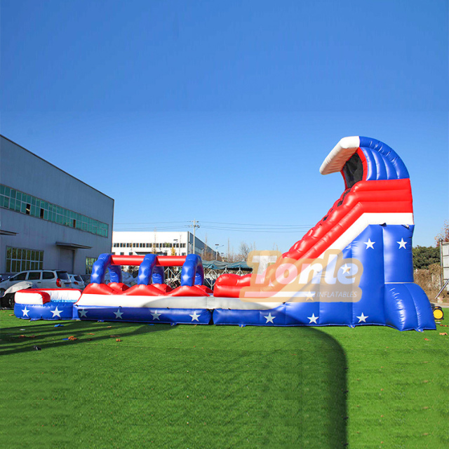 20ft American Stars Stripes Slide with Slip N Slide and Splash Pool
