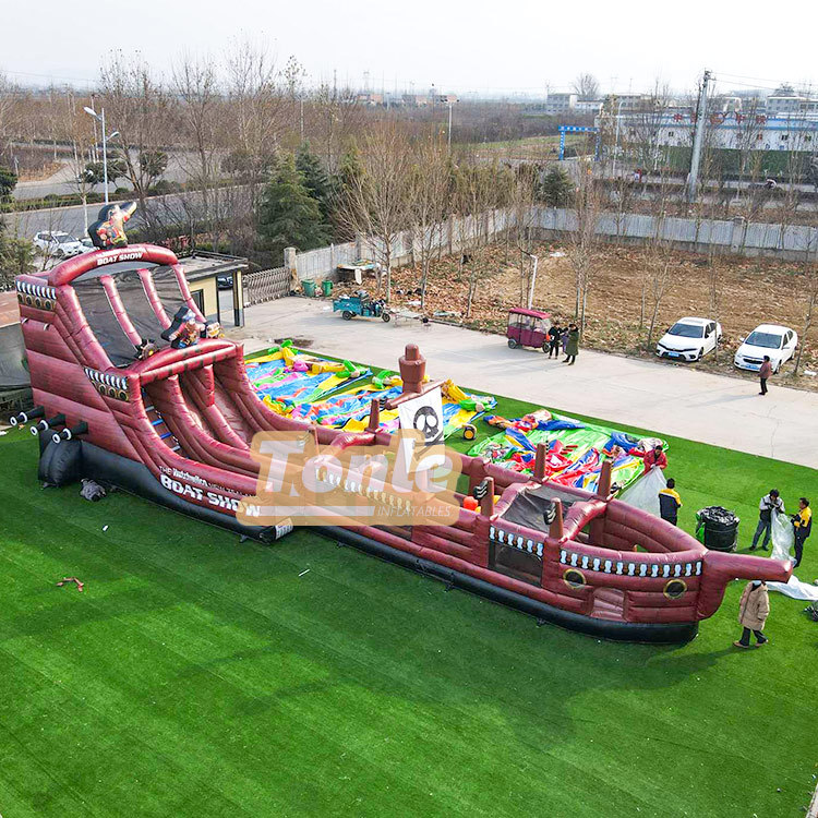 25ft Pirate Ship Inflatable Slide Obstacle Course
