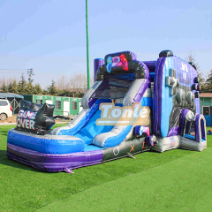 level up gamer bounce house with water slide