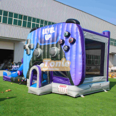 level up gamer bounce house with water slide