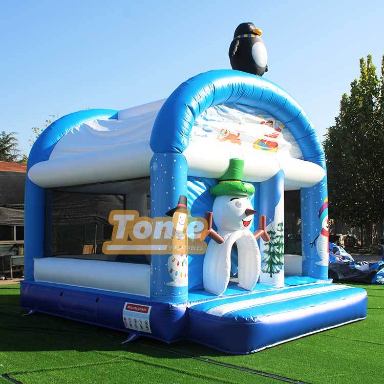 Winter snowman theme inflatable castle with slide