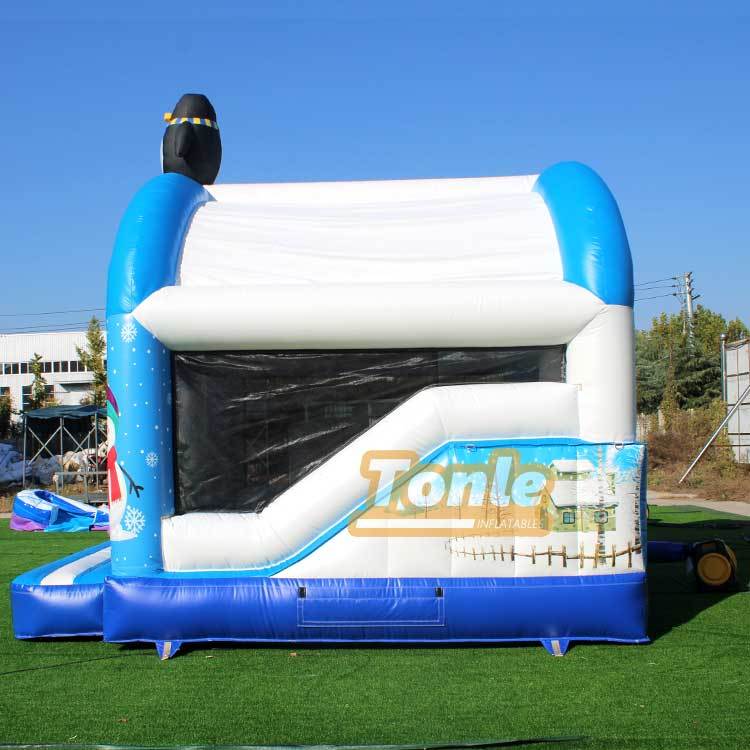 Winter snowman theme inflatable castle with slide