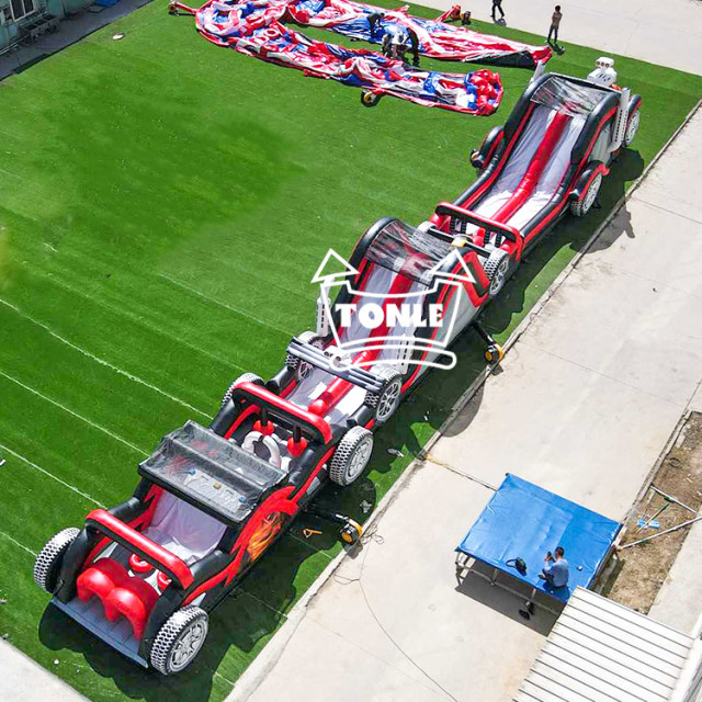 93ft red racing car inflatable obstacle course for sale
