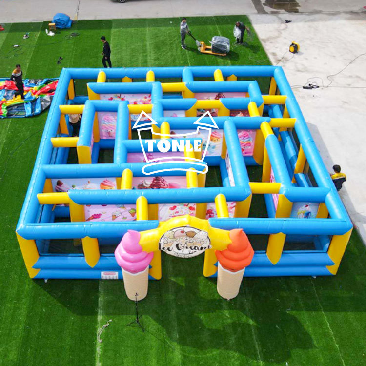 Ice cream themed inflatable maze game