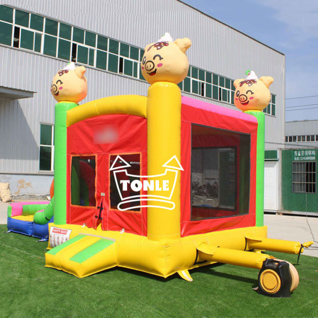 China factory Piggy inflatable jumper with water slide combo