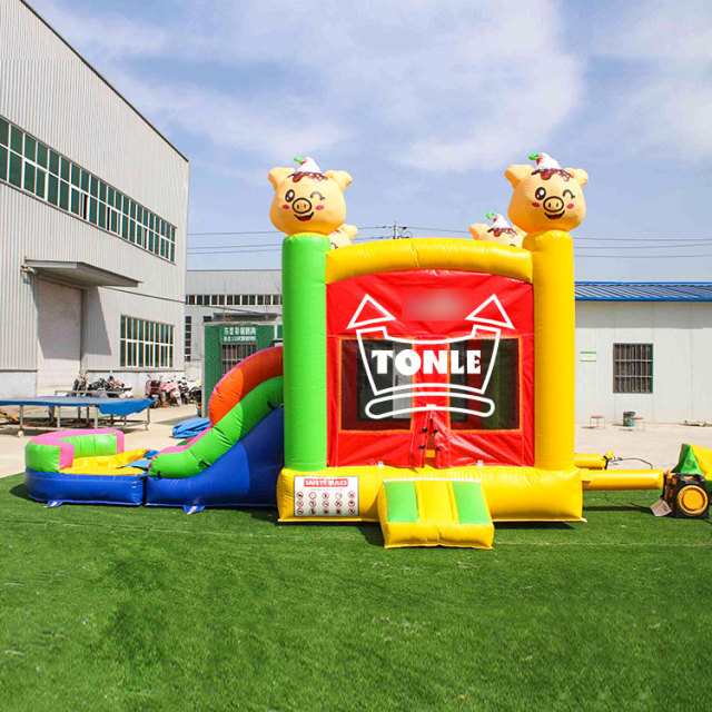 China factory Piggy inflatable jumper with water slide combo