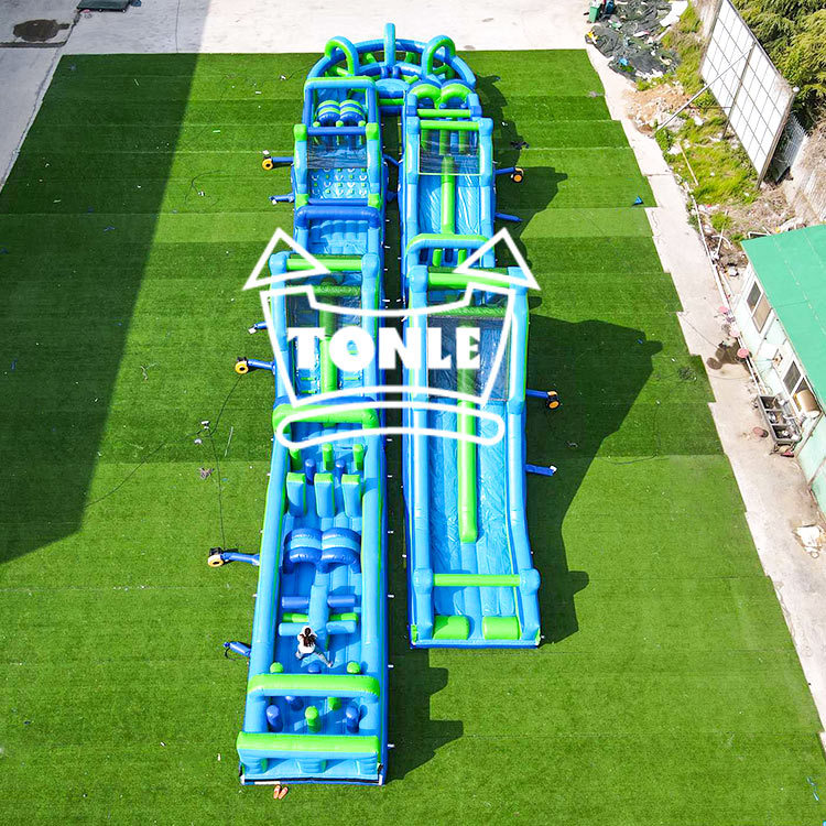 Manufacturer high quality blue large inflatable obstacle course