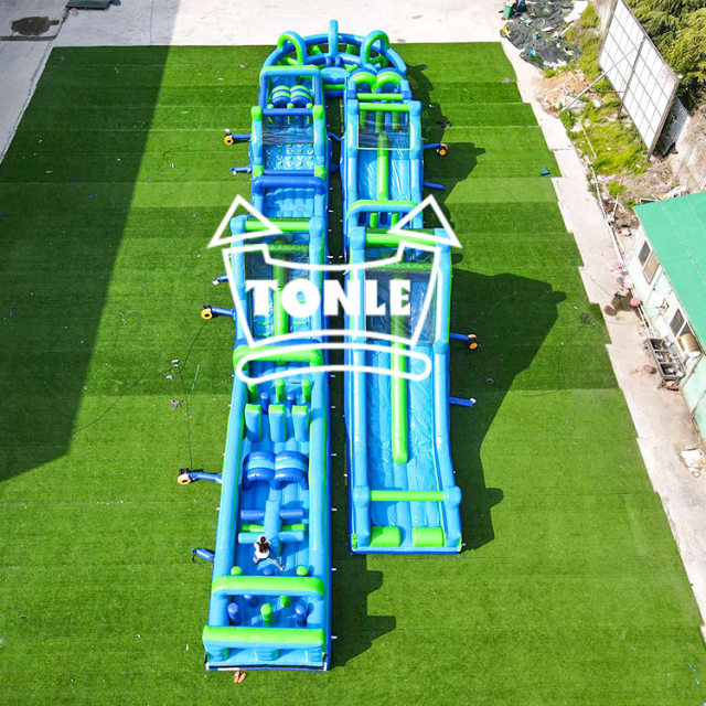 Manufacturer high quality blue large inflatable obstacle course