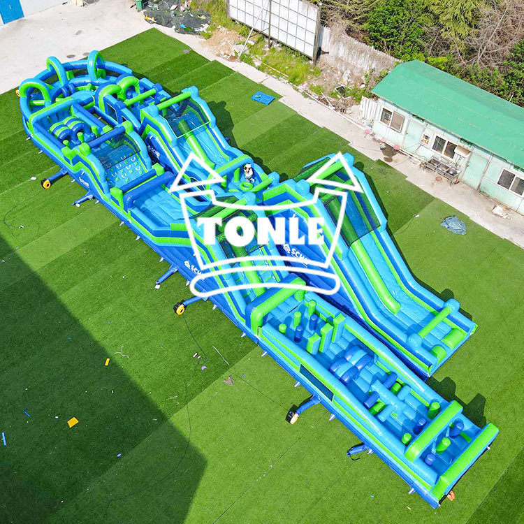 Manufacturer high quality blue large inflatable obstacle course
