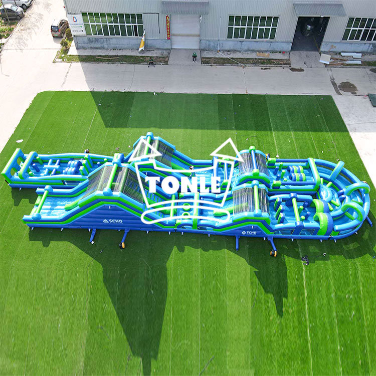 Manufacturer high quality blue large inflatable obstacle course