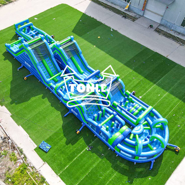 Manufacturer high quality blue large inflatable obstacle course