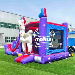 Alpaca inflatable slide llama bounce house combo