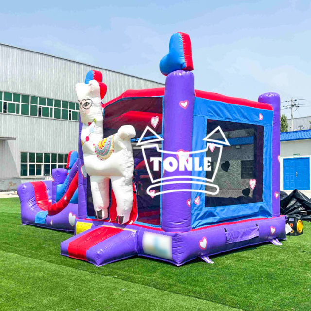 Alpaca inflatable slide llama bounce house combo