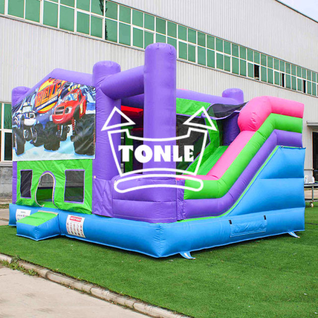 Monster truck race car Bounce House slide combo