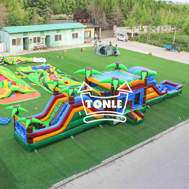 Tropical Jungle Inflatable Obstacle course Challenge for sale